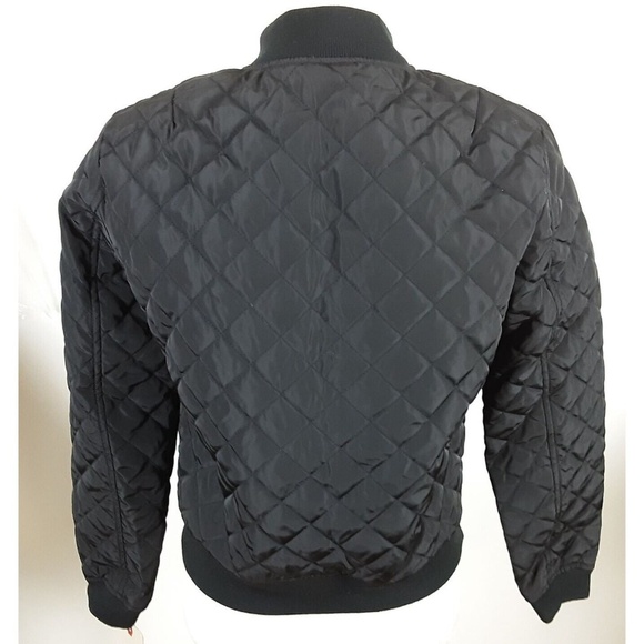 Levi's B. New Women's Ribbed Collar Sz Extra Small Black Quilted Bomber Jacket - Picture 5 of 7